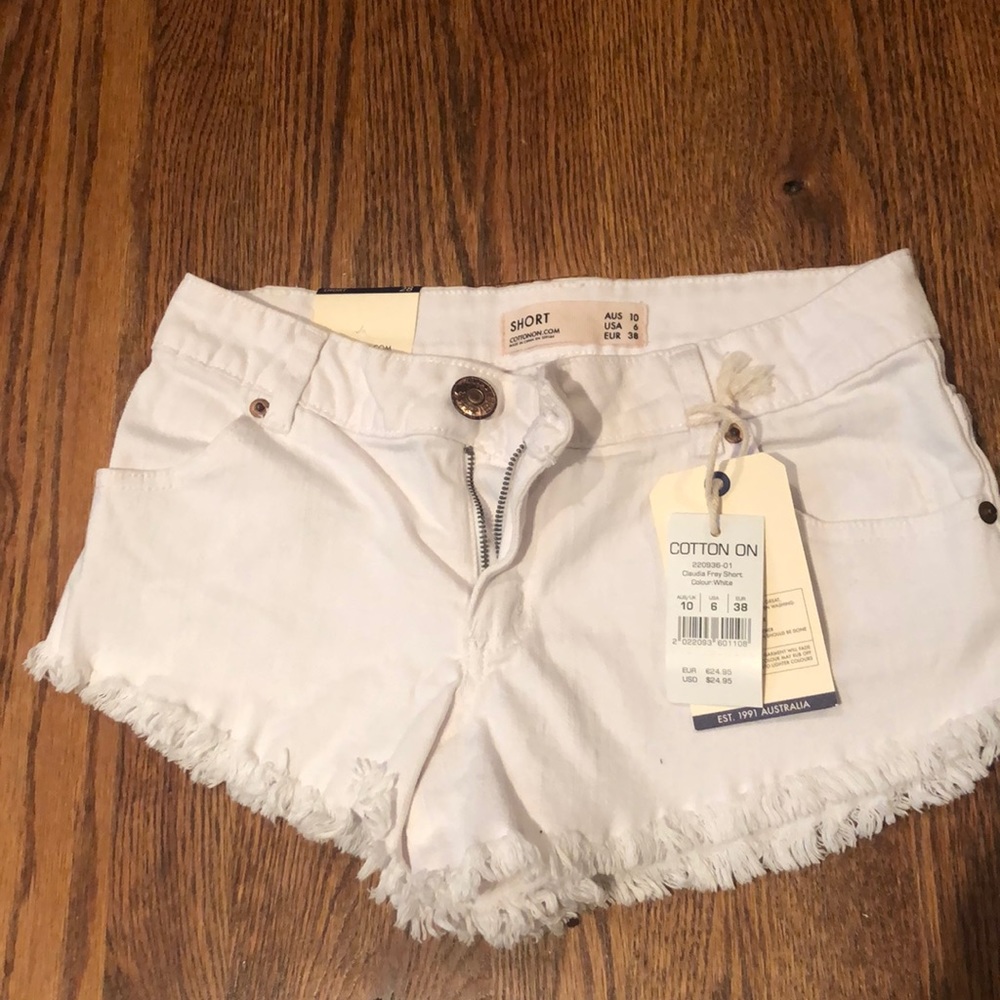 NWT never worn size 6 white jean shorts